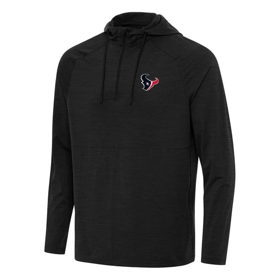 Men's Antigua  Heather Black Houston Texans Spikes Quarter-Zip Pullover Hoodie