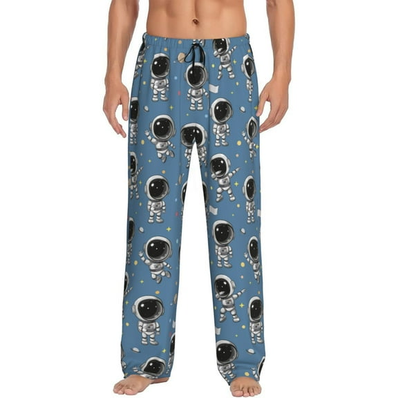 Hirioo Astronaut for Men's PJ Pajama Pants Sleep Pants Men's Home Trousers with Pockets,S-3XL-Small
