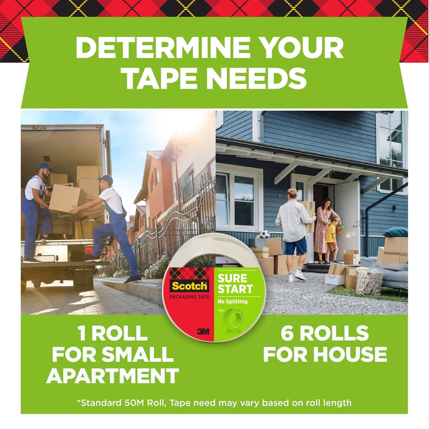 3m 3450406 Sure Start Packaging Tape, 3" Core, 1.88" X 43.7 Yd, Clear, 6/pack