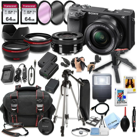 Sony a6400 Mirrorless Camera with 16-50mm Lens, 128GB Memory SD Card, and More