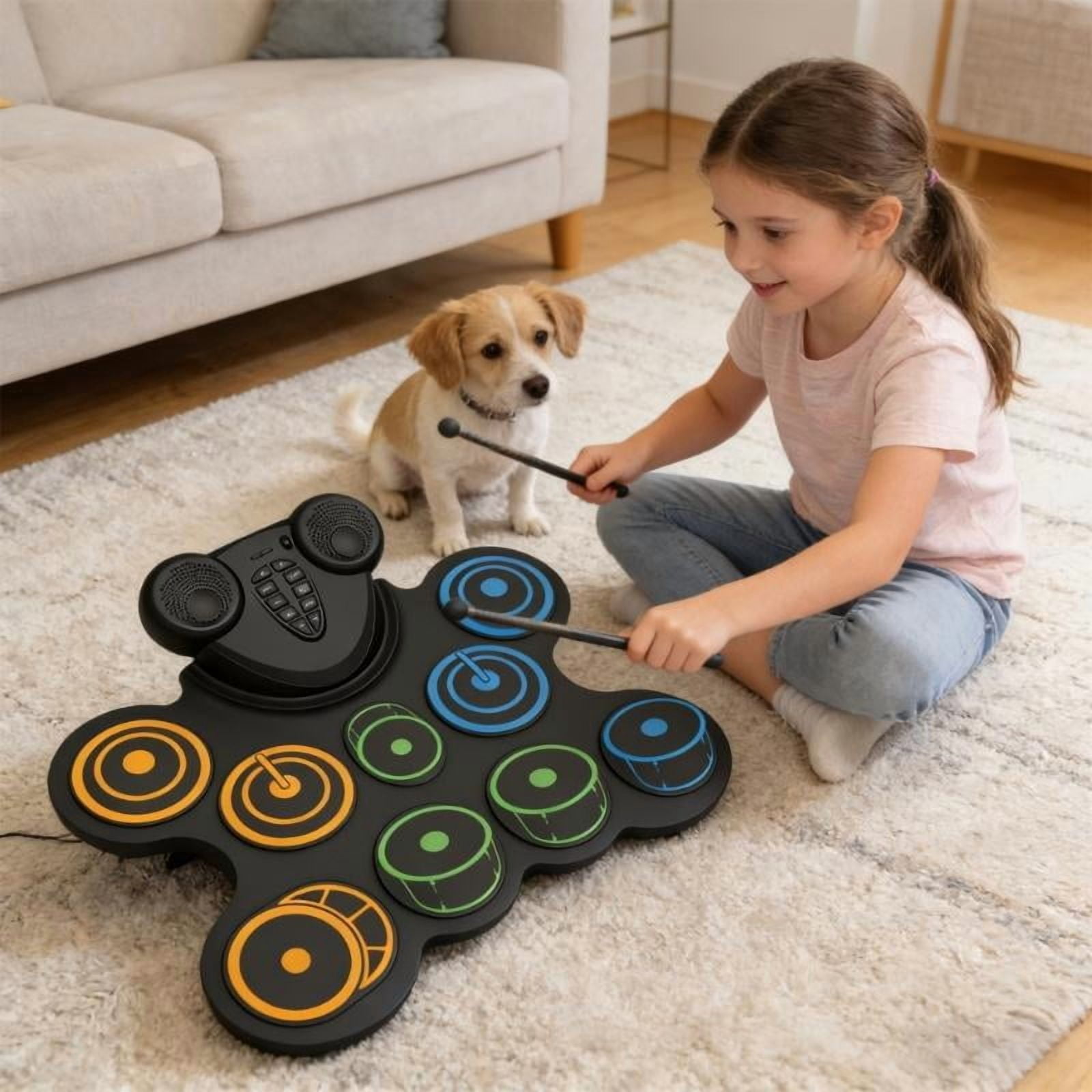 CEORPER Sturdy Plastic Electronic Drum Set Great For Home Practice And Music Education