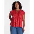 thumbnail image 2 of Time and Tru Women's Linen Pintuck Top, Sizes XS-XXXL, 2 of 6