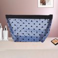 thumbnail image 5 of 3 Pcs Mesh Flocking Heart Pattern Makeup Bag for Vacation Business Travel Blue Mesh Fabric, 5 of 6