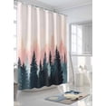 thumbnail image 3 of Ombre Green Pink Forest Shower Curtain, Abstract Art Silhouette Landscape Waterproof Shower Curtain Set with 12 Hooks Lightweight Washable Fabric Shower Curtains for Bathroom 60x72 Inches, 3 of 6