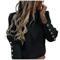 thumbnail image 1 of Birdeem Mode Décontractée Femmes Col Rond Couleur Unie Manches Longues Blouse, 1 of 7