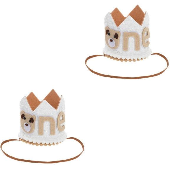 2pcs First Birthday Crown 1st Birthday Hat Baby Birthday Crown Hat 1st Birthday Decoration Party Headdress