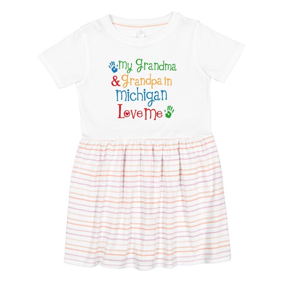 Inktastic Michigan Grandma Loves Me Girls Toddler Dress