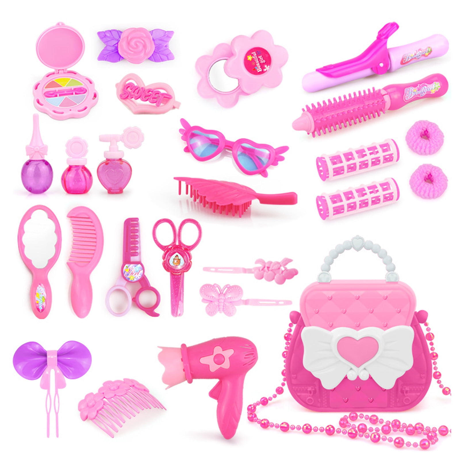 10pcs Kids Girls Little Princess Beauty Hair Dressing Playset Light & Sound Pink 