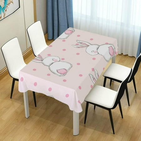 

Hyjoy Easter Rabbit Rectangle Tablecloth Spill-Proof Polyester Table Cloth Table Cover for Kitchen Dining Picnic Holiday Party Decoration 54x72 Inch