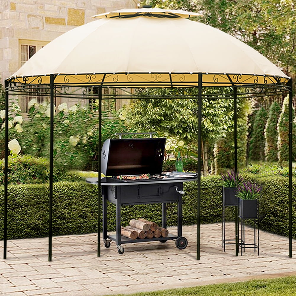 Lowestbest Outdoor Canopy, Round Soft Roof Pavilion with Detachable Curtains, Khaki Lowestbest Outdoor Canopy, Round Soft Roof Pavilion with Detachable Curtains, Khaki