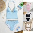 thumbnail image 2 of VOUZZA Girls Shell Bikini Set 2-Piece Triangle Halter Neck Swimsuit Cutout Bathing Suit Beach Pool Wear for Girls Youth Ages 13-17, 2 of 6