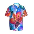 thumbnail image 2 of Kll Men'S Hawaiian Shirt Short Sleeve Button Down Beach Shirts-Bright Flowers, 2 of 8