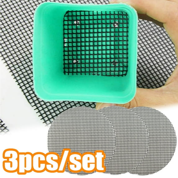 Cheers.US 3Pcs/Set Flower Pot Hole Mesh Pad, Garden Round Drainage Hole Screens Prevent Soil Loss Anti, Bonsai Pot Bottom Grid Mat Mesh, Gardening Gifts for Women, Different Sizes