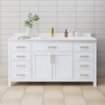 thumbnail image 2 of Wyndham Collection Beckett 66" Wood Single Bathroom Vanity in White/Brushed Gold, 2 of 6