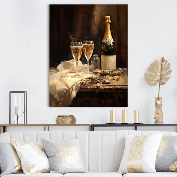 Designart "Cellar'S Quiet Champagne Bottle" Champagne Wall Decor