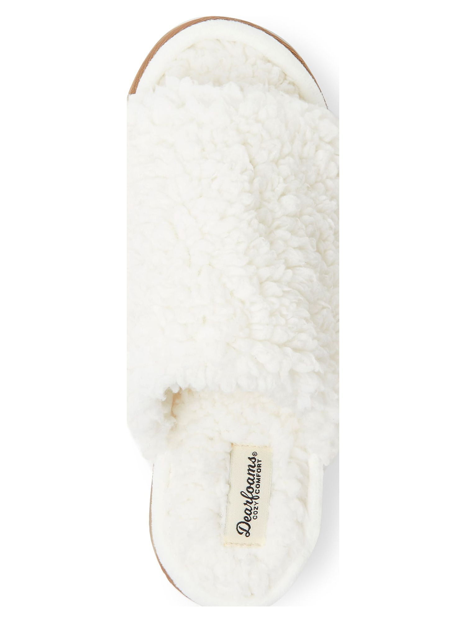 Dearfoams Cozy Comfort Women's Teddy Pile Open Toe Scuff Slippers