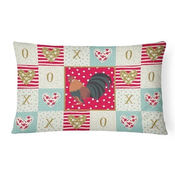 12 x 3 x 16 in. Dutch Bantam Chicken Love Canvas Fabric Decorative Pillow