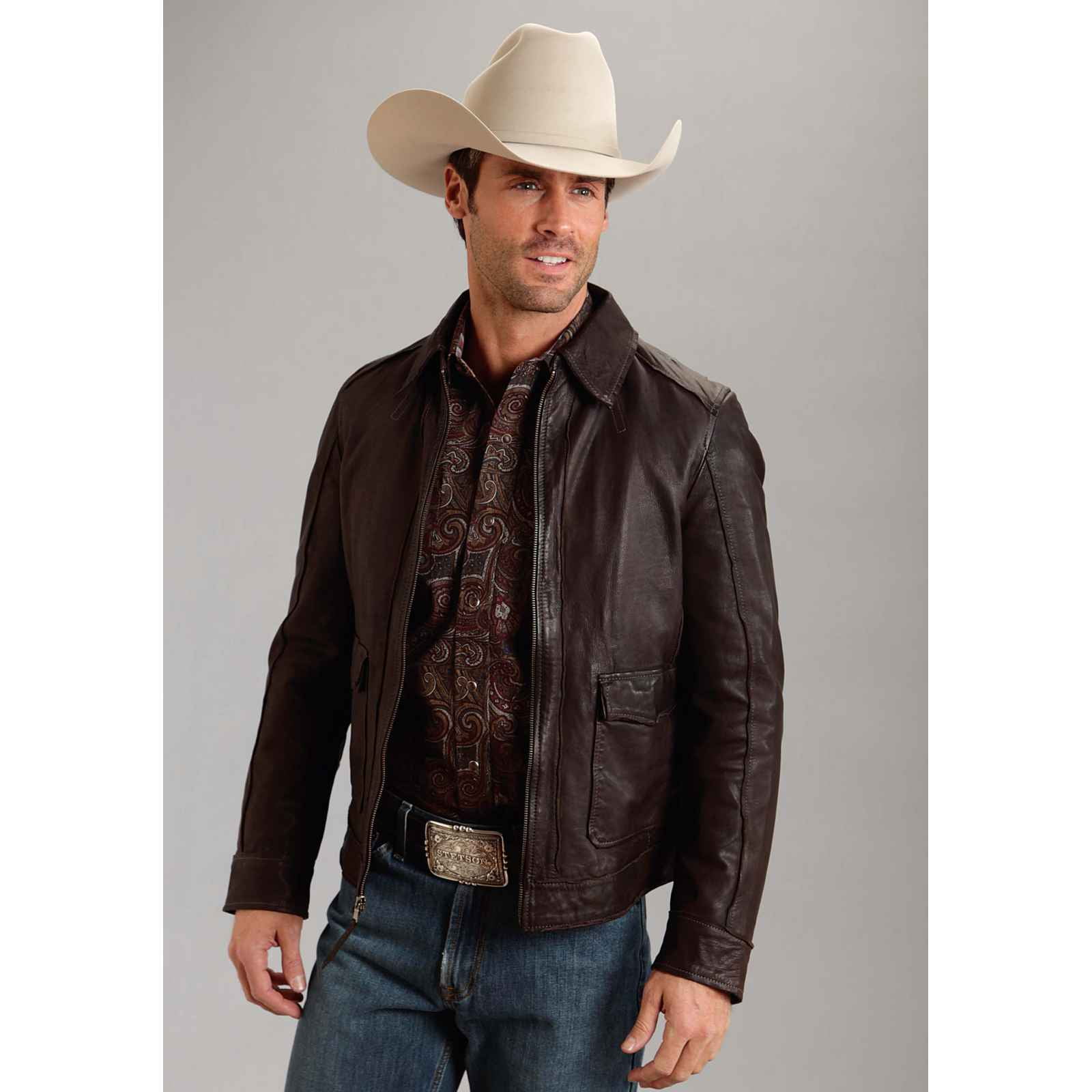 Stetson Men's Butter Soft Leather Jacket Leather Jacket W/Patch Poc XL