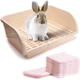 thumbnail image 1 of 11 Piece Extra Large Rabbit Litter Box With 10 Pads 17.3x13 Inch Corner Toilet Pet Pan, 1 of 6