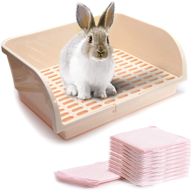 11 Piece Extra Large Rabbit Litter Box With 10 Pads 17.3x13 Inch Corner Toilet Pet Pan