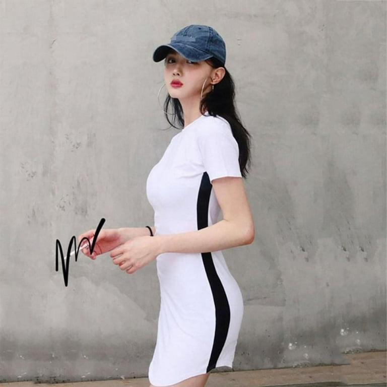 White bodycon top t shirt dress
