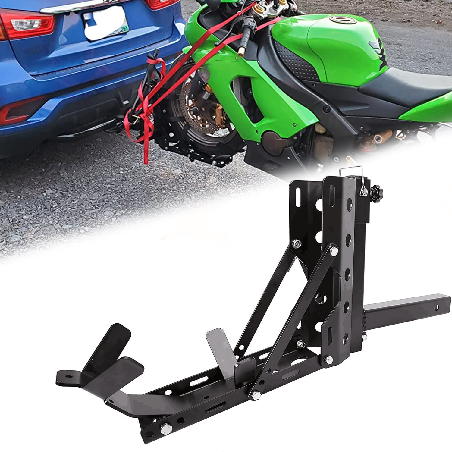 byqs us Motorcycle Trailer bracketMotorcycle Scooter Carrier Up to 800lb Trailer Hauler Hitch Mount Rack Ramp Anti 
