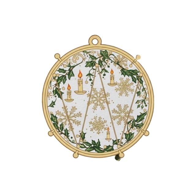 Musical Instrument Ornament Set with 9 Handcrafted Pieces - Golden Filigree Christmas Decor for Musicians & Music Lovers