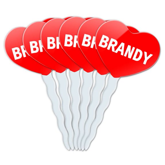 Brandy Heart Love Cupcake Picks Toppers - Set of 6