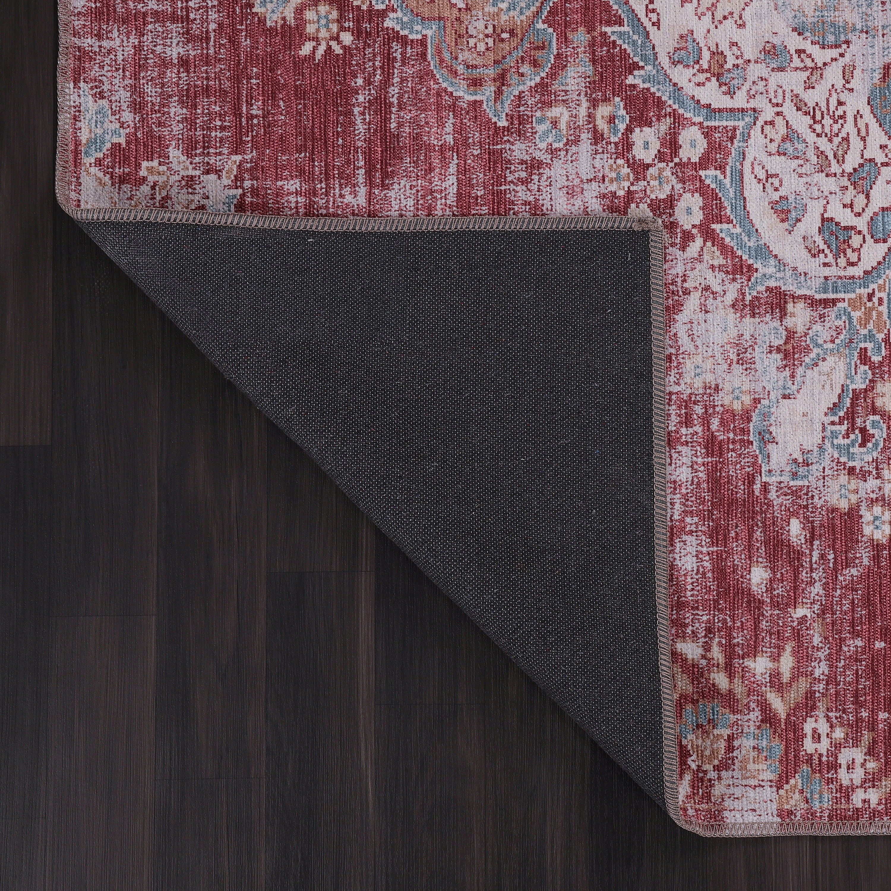 CAMILSON Machine Washable Rug Distressed Vintage Area Rugs Stain and Water Resistant Traditional Bohemian Indoor Carpet (2x6 Rust Red)