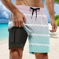 thumbnail image 2 of Men's Casual Beach Sports Plus Size Fashion Gradient Striped Double Layer Beach Pants, Compression Lined, 2 of 4