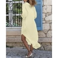 thumbnail image 4 of Chouyatou Womens Casual Loose Cotton Linen Long Shirt Dress Lapel Button Cuffed Sleeve Side Split Dresses with Pockets, 4 of 5