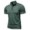 thumbnail image 6 of vdgthytj Workout Shirts for Men Short Sleeve Quarter Zip Neck Lightweight Breathable Solid Gym Athletic Pullover, 6 of 7