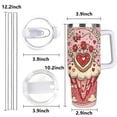 thumbnail image 2 of Pink Happy Valentine’s Day Heart Artwork Coffee Tumbler, Leak-Proof Lid & Straw, Stainless Steel Insulated Mug for Women & Couples, 2 of 9