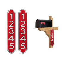 Curb-N-Sign® Fancy Super Reflective Mailbox Address Numbers Plaque, Customized Address Number Letter, Aluminum Plaque Pre-Drilled Holes,12-Month Warranty (3”x12”, Red)