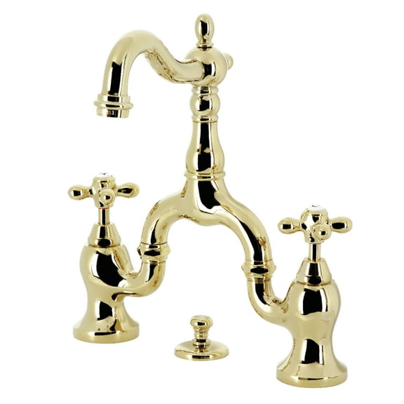 Kingston Brass KS7972AX English Country Bridge Bathroom Faucet with Brass Pop-up, Polished Brass