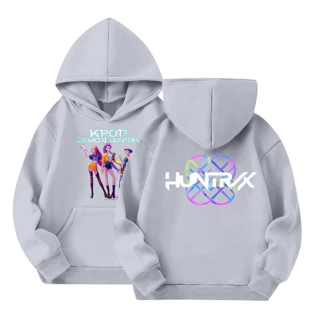 Chandail à Capuche Imprimé Graphique pour Filles, Manches Longues, Tailles 5-14, Gris 110