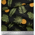 thumbnail image 2 of Soimoi Black Poly Georgette Fabric Monstera Leaf & Pine Fruits Print Fabric by The Yard 42 Inch Wide, 2 of 3
