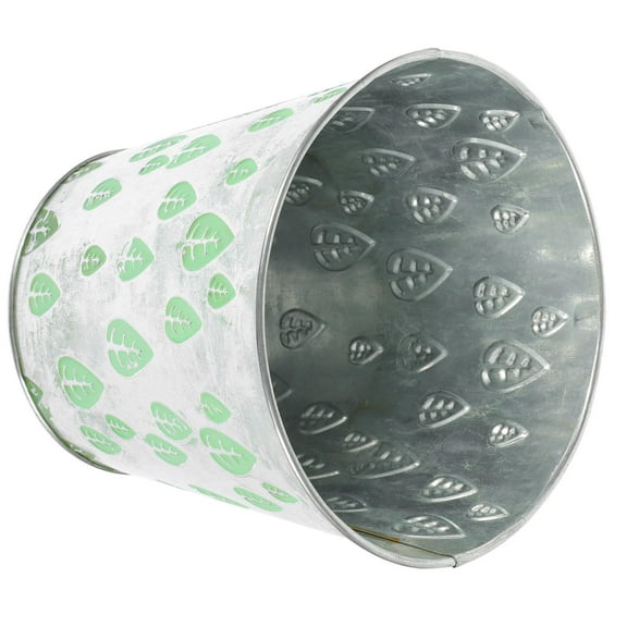 Luxshiny Vintage Light Green Metal Flower Vase, Large Round Decorative Plant Container for Indoor and Outdoor Use