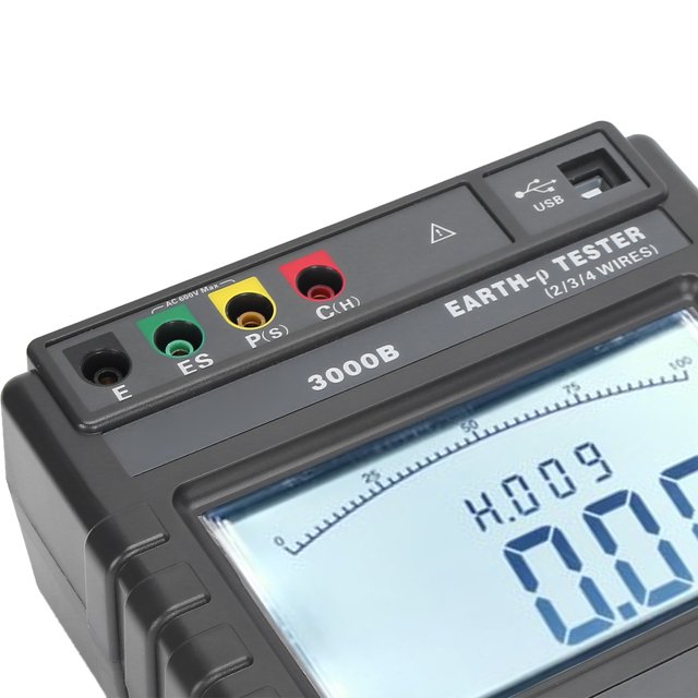 Probador de resistencia de puesta a tierra ANGGREK LCD 0-30k Ohm