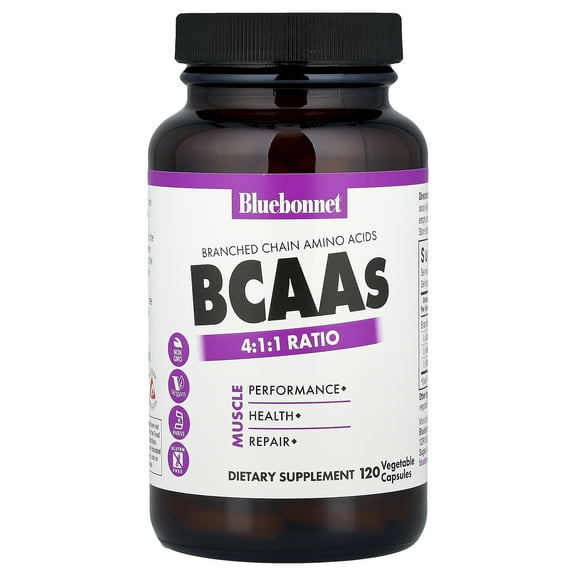 Bluebonnet BCAAs 4:1:1 Muscle Performance*, Health & Repair* Amino Acids - 120 Veggie Caps