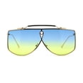 thumbnail image 1 of SA106 Retro Shield Oceanic Lens Oversize Flat Top Metal Sunglasses Gold Blue Yellow, 1 of 4