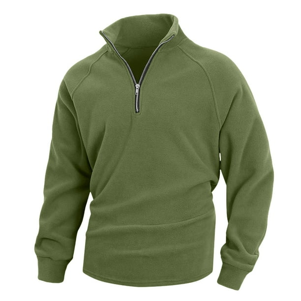 pstuiky camisa de manga larga para hombre, Camiseta/camiseta informal de cuello alto con media cremallera y forro polar de manga larga y cuello redondo para hombre camisetas de hombre s