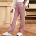thumbnail image 5 of Girl Uniform Pants Skinny Pants Kids Dress Pants with Pockets Flare Leg Pants Pink Pants Back to School Outfits for Teen Girls Kid Girls Pants Size 9-10 Years, 5 of 6