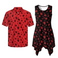 thumbnail image 6 of Psesaysky Couples Matching Outfit Red Ladybug Print Sleeveless Dress for Women A Line Tank Sundress&Mens Button Down Shirts for Party Holiday Wedding,S-5XL, 6 of 7