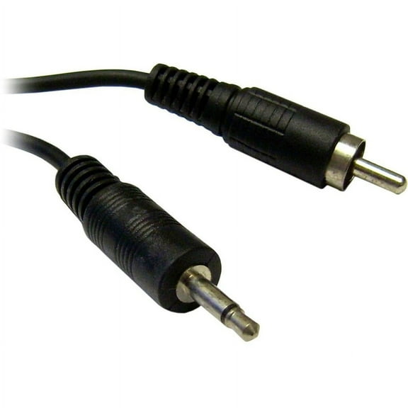 3.5mm Mono Male to RCA Male Cable, Black, 6 foot