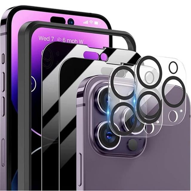 Fresh Fab Finds FFF-14Plus-GPCT3895 Privacy Screen Protectors & Camera Lens Tempered Glass Screen Film Full Coverage Screen Protector for IOS Phone 14, 14Plus & 14Pro - 2 Piece