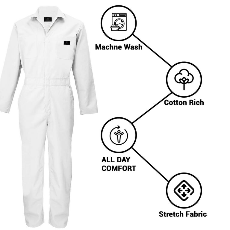 ACTIVE UNIFORMS Overall Workwear Men Long Sleeve Coveralls (White
