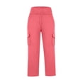 thumbnail image 3 of LLYWEY Cargo Pants for Girls High Waisted Yoga Pants with Pockets Causal Loose Wide Leg Trousers Drawstring Elastic Waist Pull On Pants Pinks 5T, 3 of 6