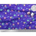 thumbnail image 3 of Soimoi Blue Cotton Duck Fabric Mermaid & Starfish Ocean Printed Craft Fabric by the Yard 44 Inch Wide, 3 of 3