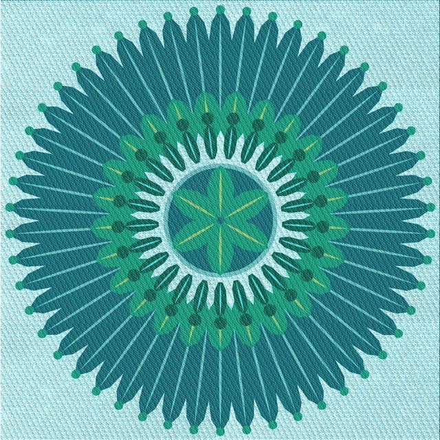 Ahgly Company Machine Washable Indoor Square Transitional Dark Cyan Green Area Rugs, 4' Square